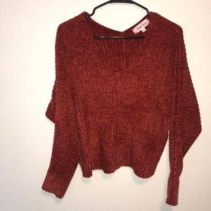 Pink Rose Knit V-Neck Sweater